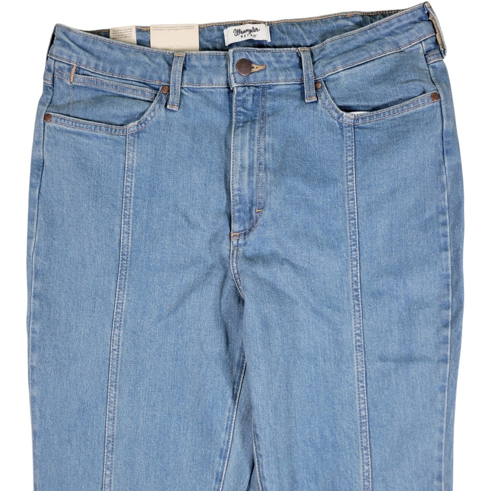 Wrangler Retro Bailey Trouser Women 33x34 Blue Denim High Rise Flare Leg Western - Picture 4 of 10